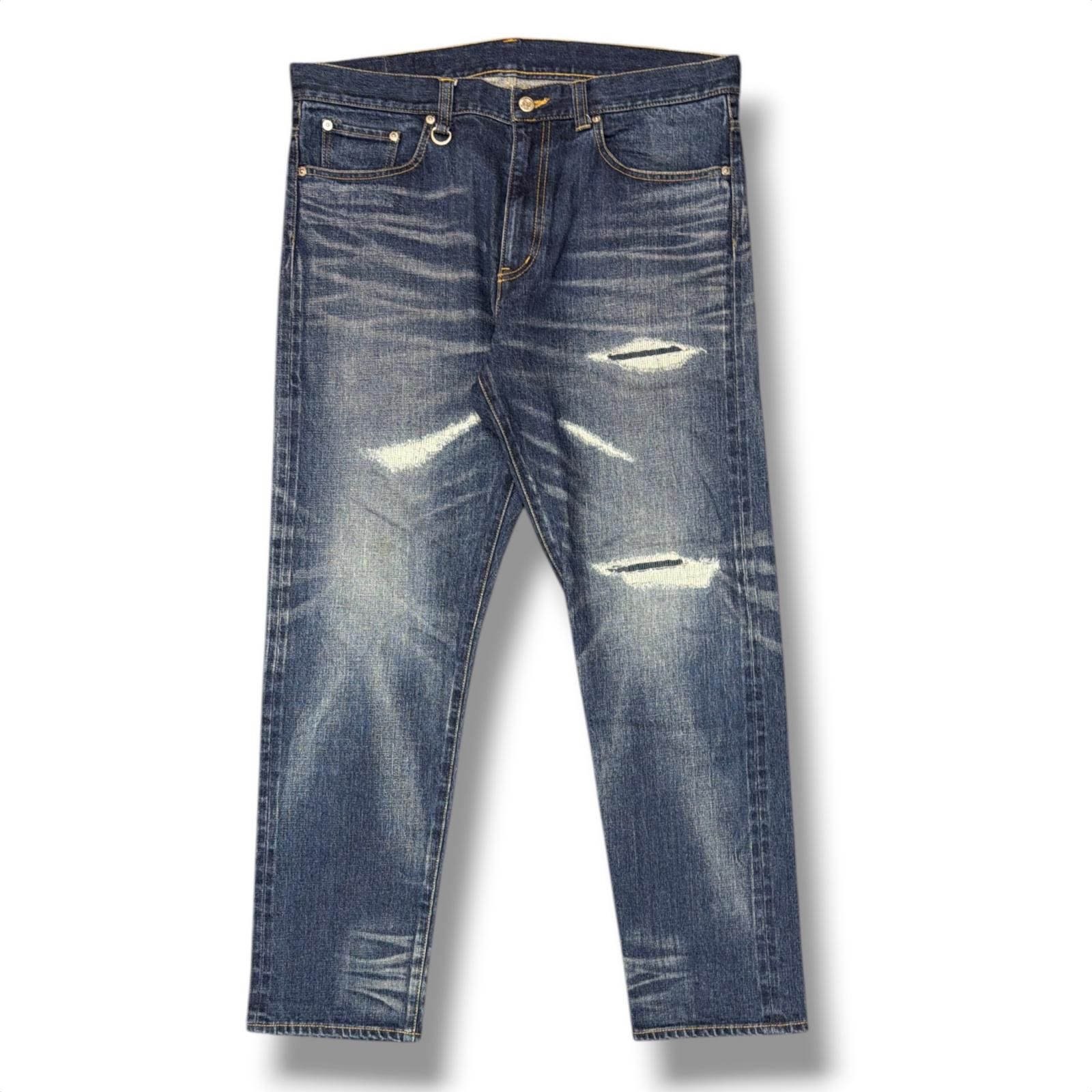 参考上代49500円 uniform experiment × FRAGMENT DESIGN DAMAGED DENIM TAPERED ジーンズ ユニフォームエクスペリメント × フラグメントデザイン UE-232-006 4 （20459M）