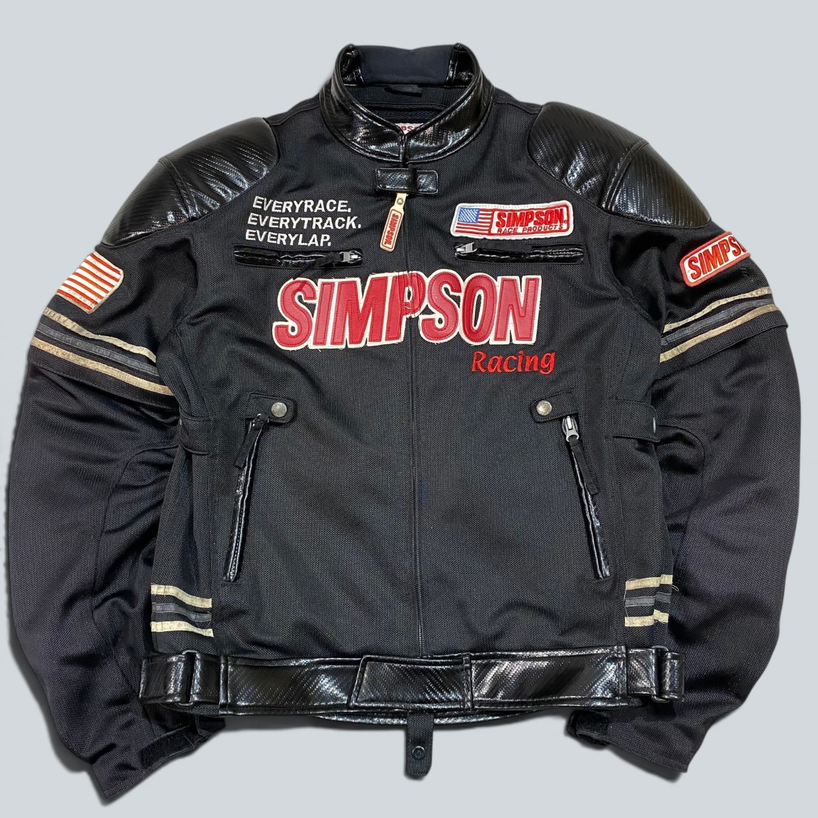 シンプソン SIMPSON パッド付 レーシングジャケット L ブラック KT100-D9-KG