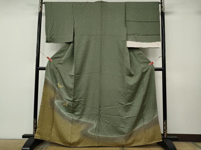 平和屋着物●色留訪問着　絞り　刺繍　エ霞飛鳥文　暈し染め　銀通し地　反端付き　正絹　逸品　CABK8029ut 28,730円
