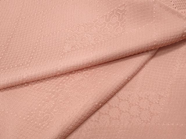 平和屋着物●上質な色無地　檜垣花地紋　珊瑚色　正絹　逸品　CABK8037ut