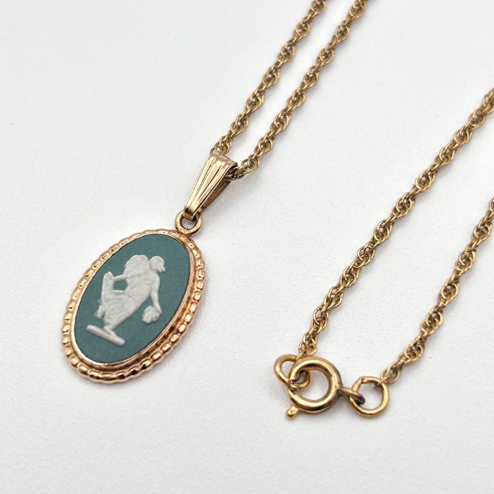 WEDGWOOD ウェッジウッド ジャスパー 彫刻 ゴールドカラー ネックレス 