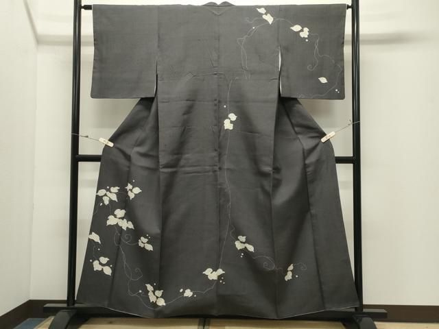 平和屋着物●訪問着　紬地　一珍染　葡萄蔦の葉文　正絹　逸品　CABK2235gh 32,110円