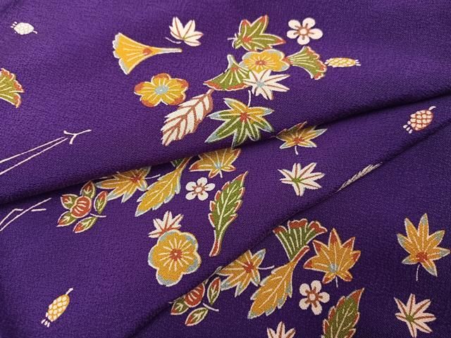 平和屋着物●上質な小紋　型染め　草花文　正絹　逸品　AABL0731ph