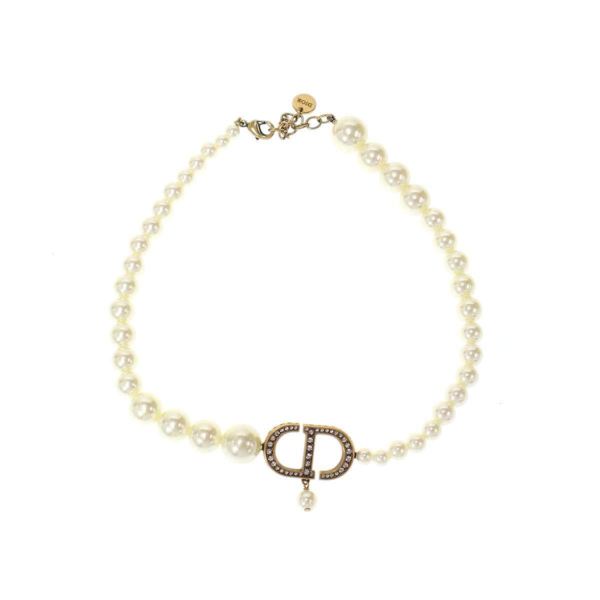 Christian Dior クリスチャンディオール 30 Montaigne Choker フェイク パールチョーカーネックレス ホワイト ゴールド
