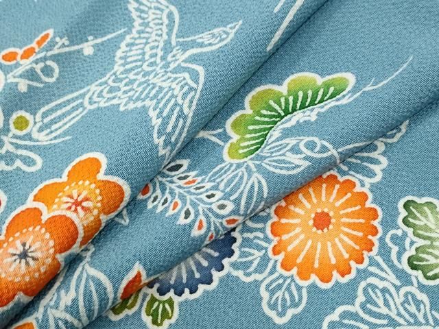 平和屋着物●上質な小紋　型染め　飛鳥花松文　鬼しぼ縮緬　正絹　逸品　未使用　CABI3560yc 30,420円