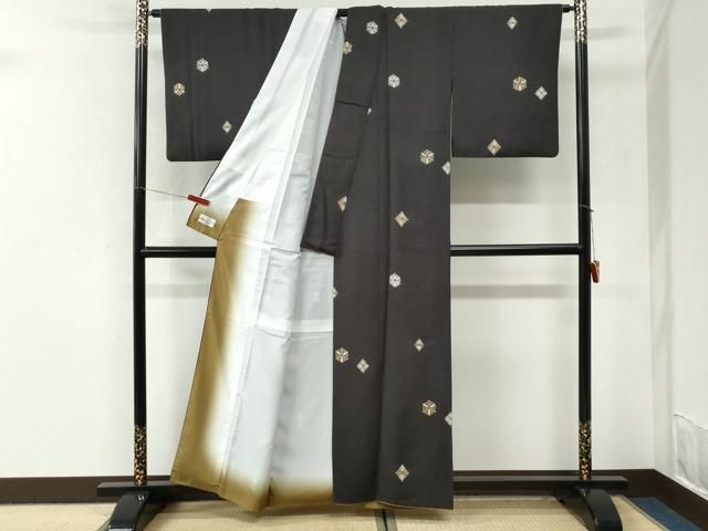 平和屋着物●上質な小紋　松葉文　金彩　やまと誂製　正絹　逸品　CABI3565yc