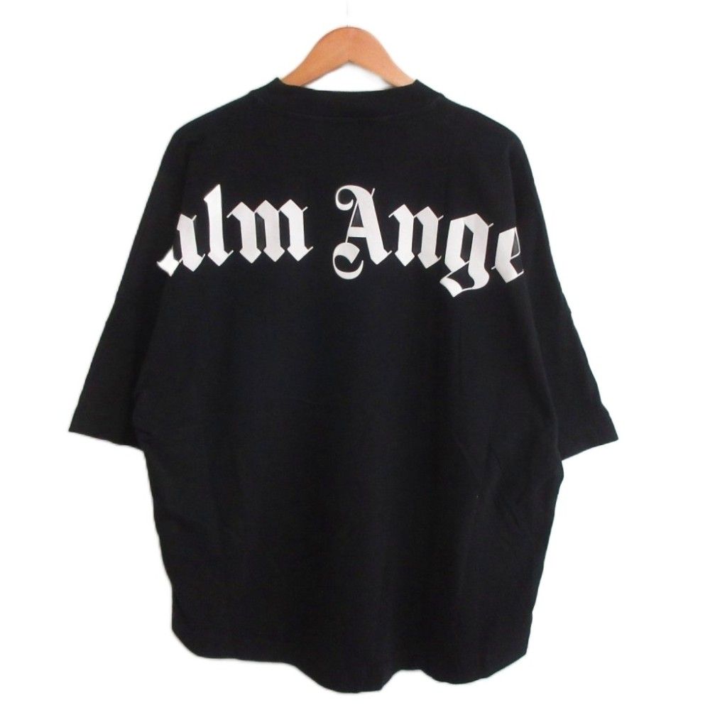 【美品】パームエンジェルス☆背面　ビッグロゴ　七分袖　シャツ　ブラック パームエンジェルス PALM ANGELS バックロゴプリント モックネックT