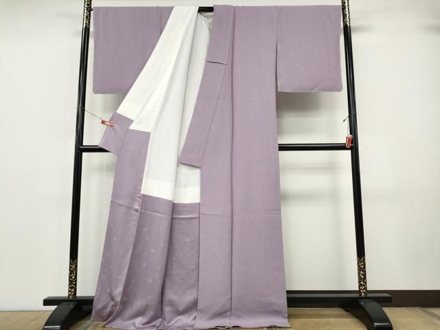 平和屋着物●上質な色無地　格子地紋　浅紫色　正絹　逸品　CABJ6727ut