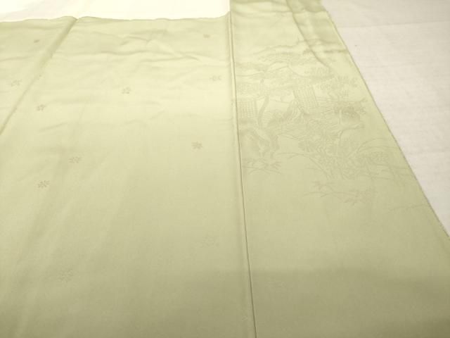 平和屋着物●上質な色無地 風景地紋 白橡色 正絹 逸品 AABL0923ck 平和屋着物●上質な色無地 風景地紋 白橡色 正絹 逸品 AABL0923ck