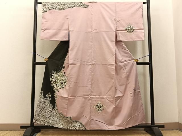 平和屋着物●五月みどりプロデュース　訪問着　結城紬　飾花文　金銀彩　正絹　逸品　BAAY3828hj 30,420円