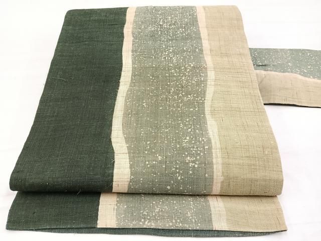 平和屋着物＊夏物　全通柄　九寸名古屋帯　間道　麻　逸品　BAAX7936hv