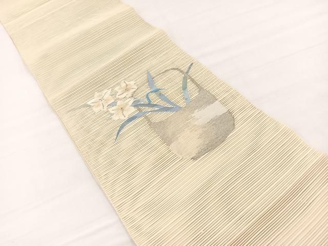 平和屋着物＊夏物 八寸名古屋帯 絽綴れ 花籠文 金銀糸