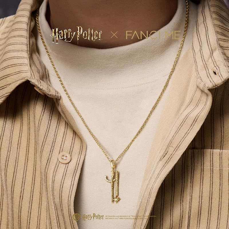 Harry Potter x コラボ ハリー・ポッター ロン・ウィーズリー 杖 ネックレス メンズ レディース 男女兼用 55cm 真鍮 18Kゴールドコーティング ハロウィン クリスマス プレゼント