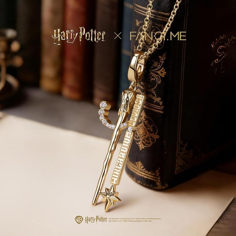 Harry Potter x コラボ ハリー・ポッター ロン・ウィーズリー 杖 ネックレス メンズ レディース 男女兼用 55cm 真鍮 18Kゴールドコーティング ハロウィン クリスマス プレゼント