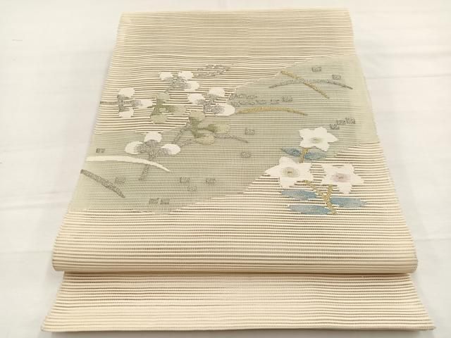 平和屋着物*夏物 八寸名古屋帯 絽綴れ 秋草文 金銀糸 正絹 逸品 BAAX7991hv