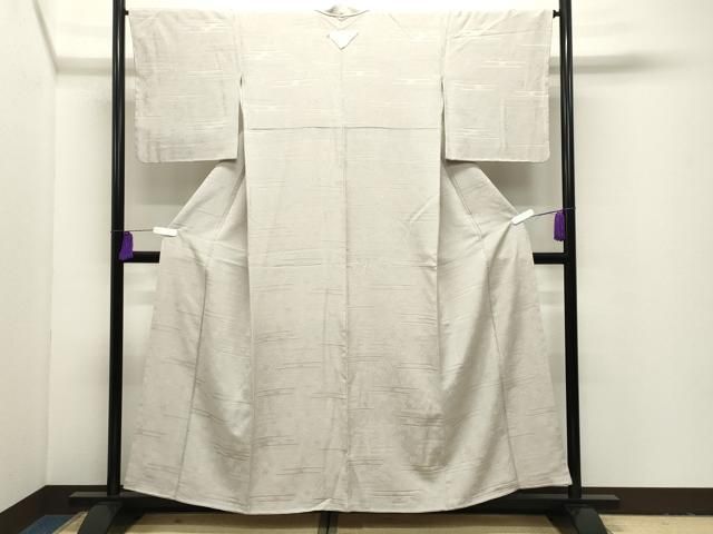 平和屋着物○上質な色無地 エ霞草花地紋 灰梅色 正絹 逸品 未使用