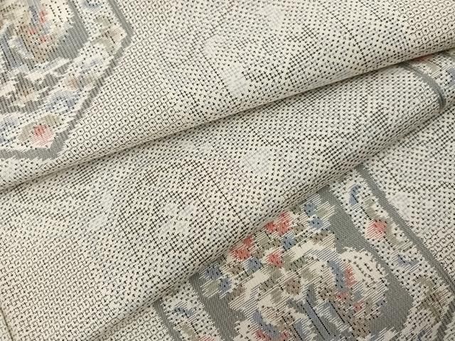 平和屋着物●本場大島紬　白大島　120亀甲　総絣　亀甲花文　正絹　逸品　未使用　AABK2210ph