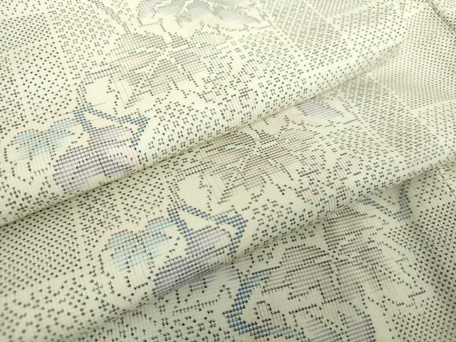 平和屋着物●本場大島紬　白大島　9マルキ　葡萄蔦の葉文　正絹　逸品　DABH9181ps