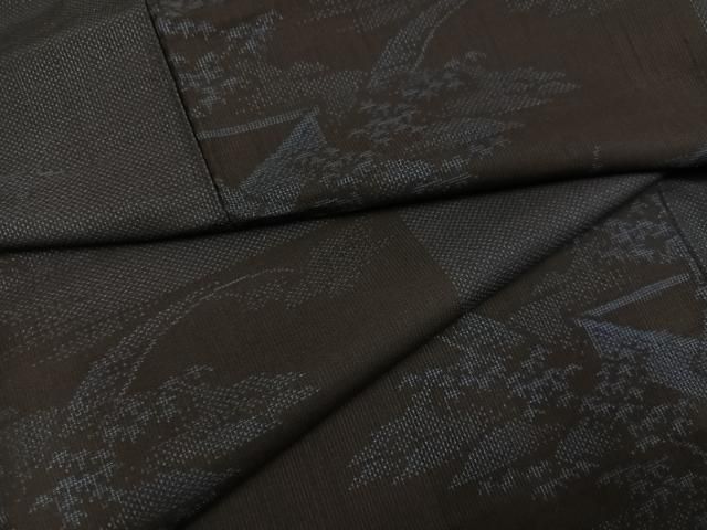 平和屋着物●本場大島紬　9マルキ　渡り橋樹林文　正絹　逸品　AABK3177ph