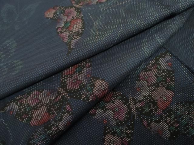 平和屋着物●本場大島紬 カタス9マルキ 花蝶文 正絹 逸品 未使用 AABK1688cs