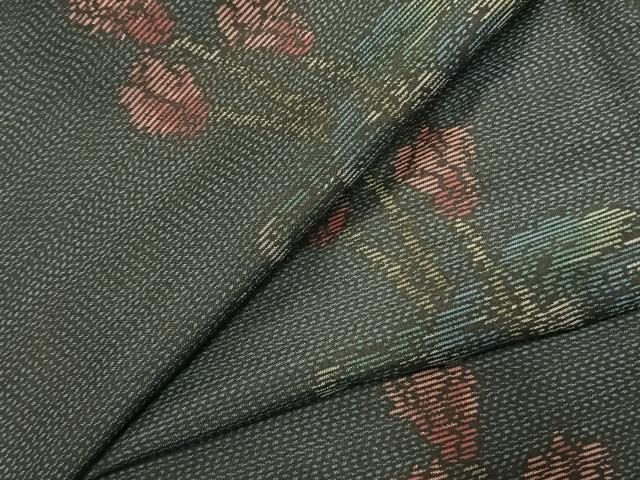 平和屋着物●本場大島紬　草花文　正絹　逸品　AABJ4832fy