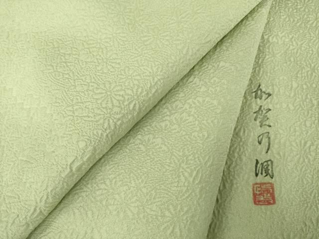 平和屋着物●上質な色無地　作家物　加賀乃調　松地紋　柳茶色　正絹　逸品　AABK0005ck