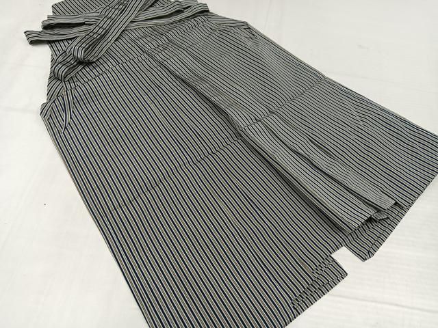 平和屋着物●男性　馬乗り袴　縞　正絹　逸品　AABJ9282ph