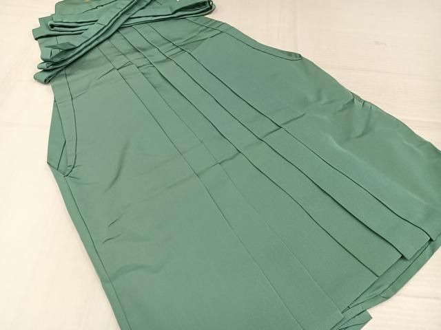 平和屋着物●男性　馬乗り袴　色無地　青磁色　正絹　逸品　AABJ9288ph