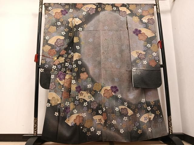 平和屋着物●豪華振袖　駒刺繍　地紙梅文　金彩　正絹　逸品　AABJ9301ph