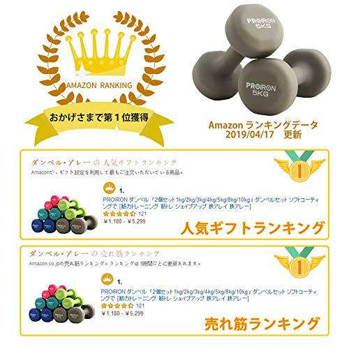 PROIRON ダンベル「2個セット1kg/1.5kg/2kg/3kg/4kg/5kg/8kg/10kg