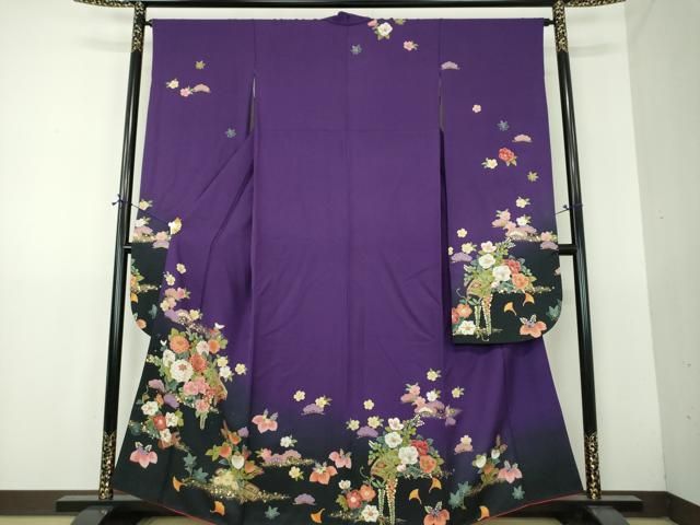 平和屋着物●豪華振袖　楽器花文　暈し染め　金彩　正絹　逸品　DABG8454ps
