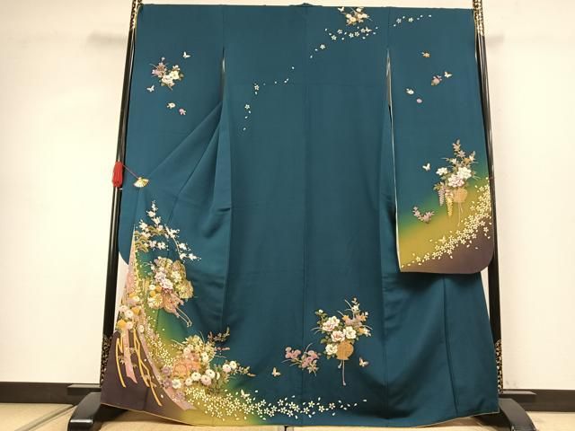 平和屋着物●豪華振袖　片輪車貝桶花蝶文　暈し染め　金彩　さが美扱い　正絹　逸品　AABJ4442fy 38,870円