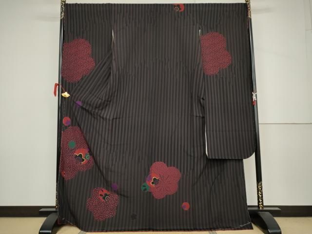 平和屋着物●豪華振袖　舞梅　雪輪桜文　ロング丈　正絹　逸品　未使用　AABJ6597cs