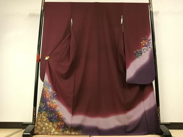 平和屋着物●振袖　草花文　暈し染め　金彩　洗える着物　AABJ4270fy 33,800円