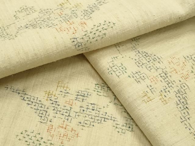 平和屋着物●結城紬　80亀甲　飛び亀甲柄　花唐草文　正絹　逸品　未使用　CABI0534gh