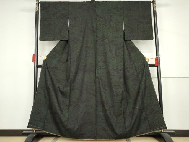平和屋着物○結城紬 80亀甲 風景文 黒地 正絹 逸品 AABJ6586cs - メルカリ