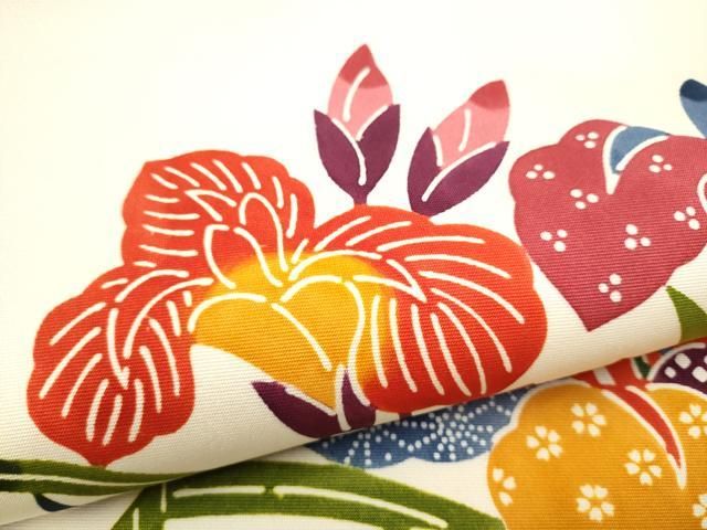 平和屋着物○つけ帯 型染め 草花文 正絹 逸品 CABI0218hy - メルカリ
