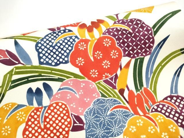平和屋着物○つけ帯 型染め 草花文 正絹 逸品 CABI0218hy - メルカリ