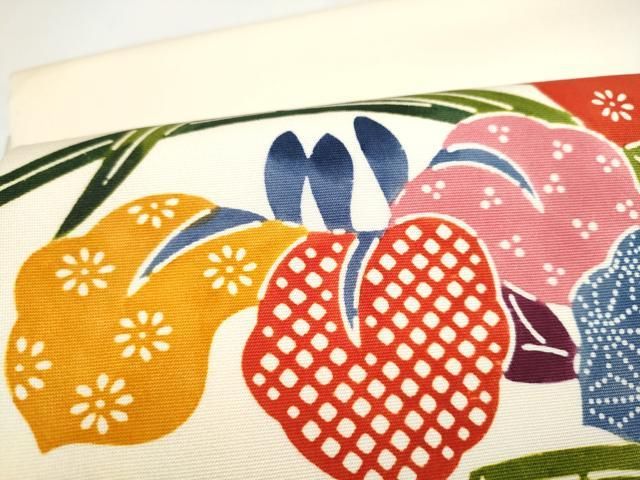 平和屋着物○つけ帯 型染め 草花文 正絹 逸品 CABI0218hy - メルカリ
