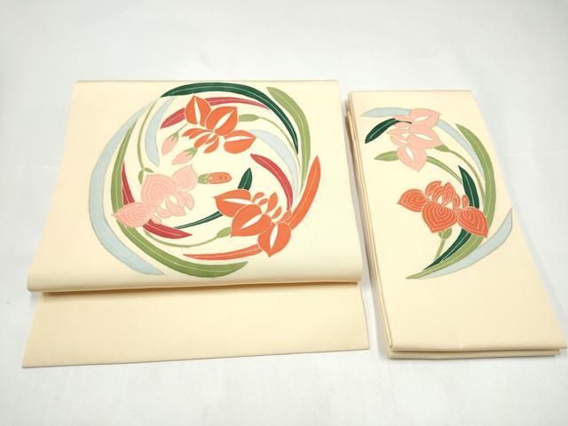 平和屋着物○塩瀬 つけ帯 草花丸文 金彩 正絹 逸品 CABI0220hy - メルカリ