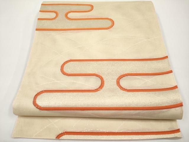 平和屋着物＊夏物　西陣　六通柄　本袋帯　エ霞文　銀糸　正絹　逸品　CABH6345tx