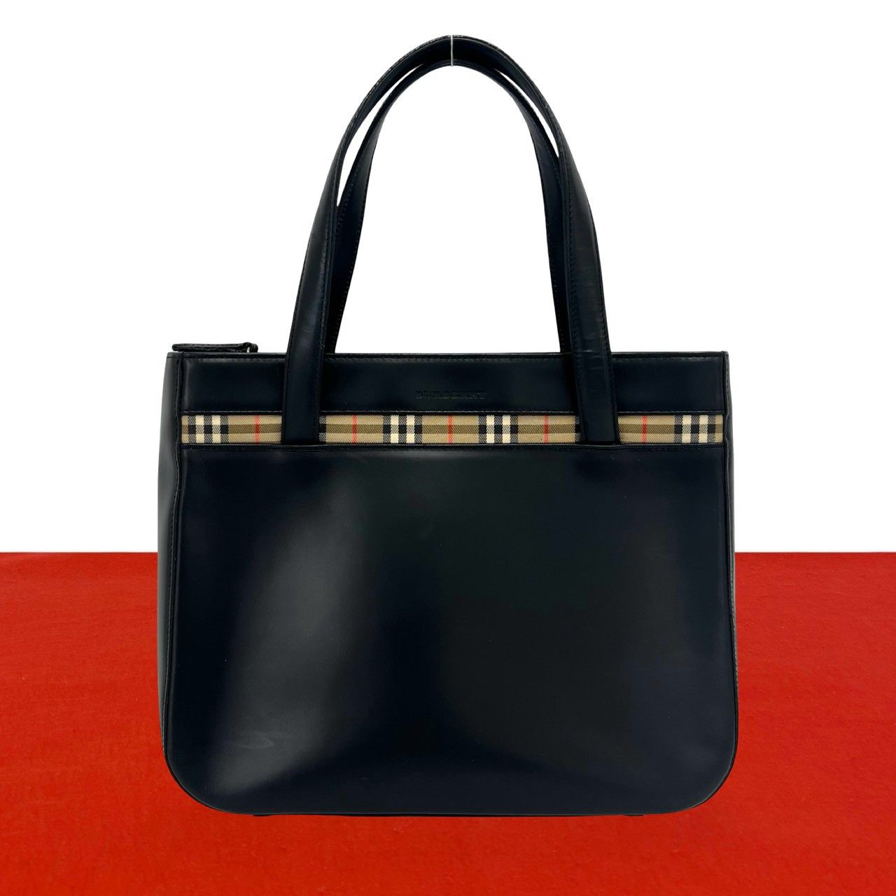 極 美品 希少品 BURBERRY バーバリー ロゴ ノバチェック 柄 レザー 本