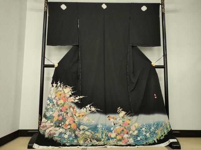 平和屋着物●豪華黒留袖　友禅　作家物　鴛鴦花文　仮絵羽　正絹　逸品　未使用　AABJ6734ck 23,400円