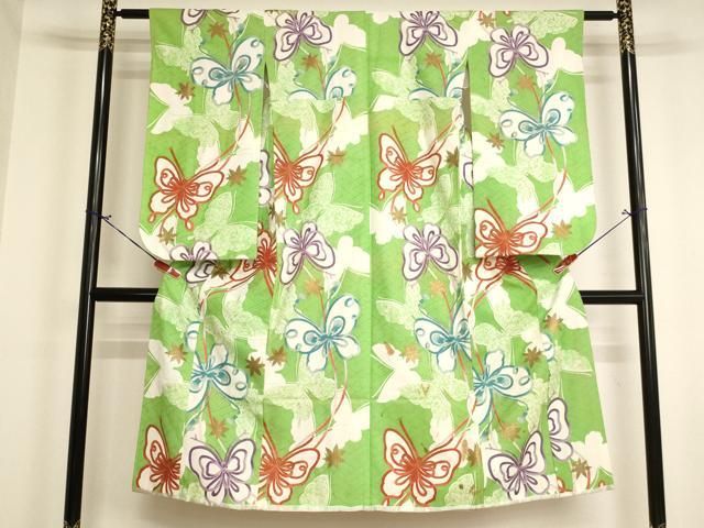 平和屋着物[]七五三　女の子　７歳　祝着　四つ身　舞蝶楓文　金彩　洗える着物　AABJ5291ja 14,768円