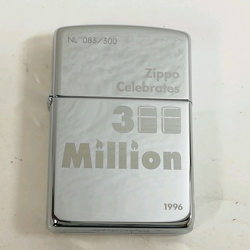 【未使用品】【送料無料】ZIPPO 300Million シルバー 鏡面仕上げ オイルライター NL 083/300 1996年※メール便でお送りします【代引き不可】