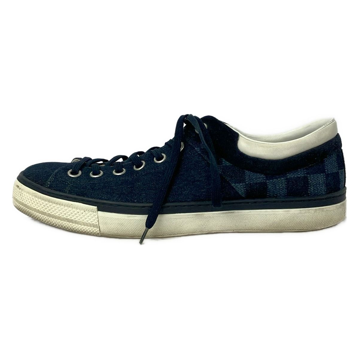 LOUIS VUITTON(ルイヴィトン) スニーカー 7 2/1 メンズ - ダークネイビー×ネイビー インソール取外し可/ダミエ柄