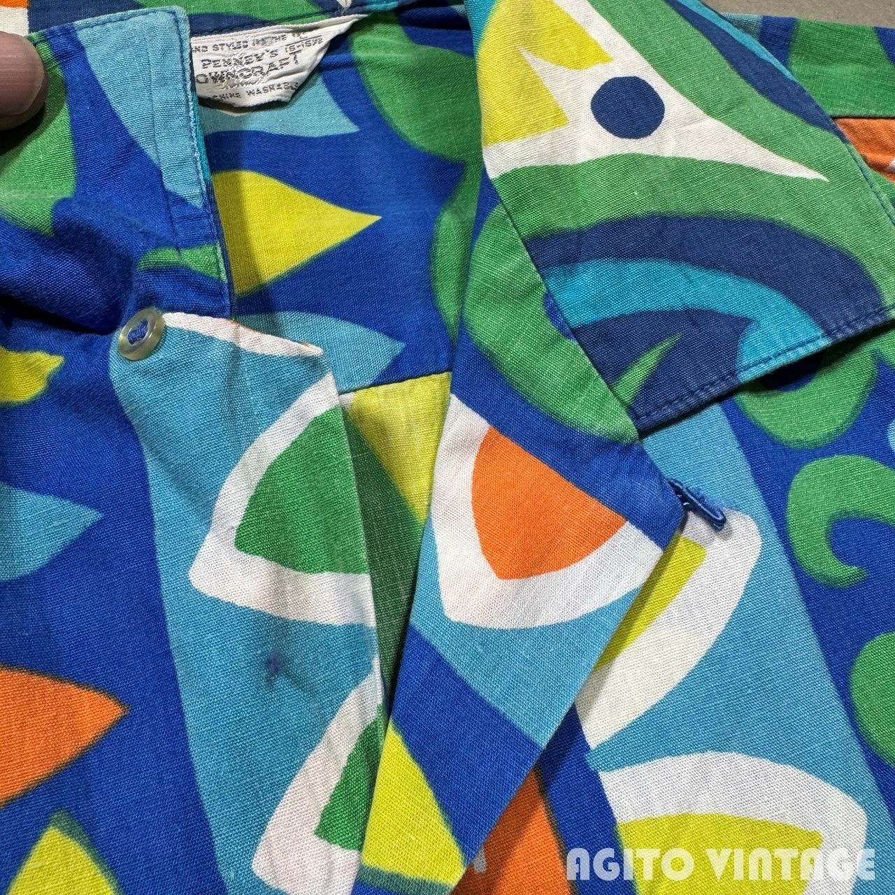 60's TOWNCRAFT PENNEY'S S/S プリントコットンオープンカラーシャツ