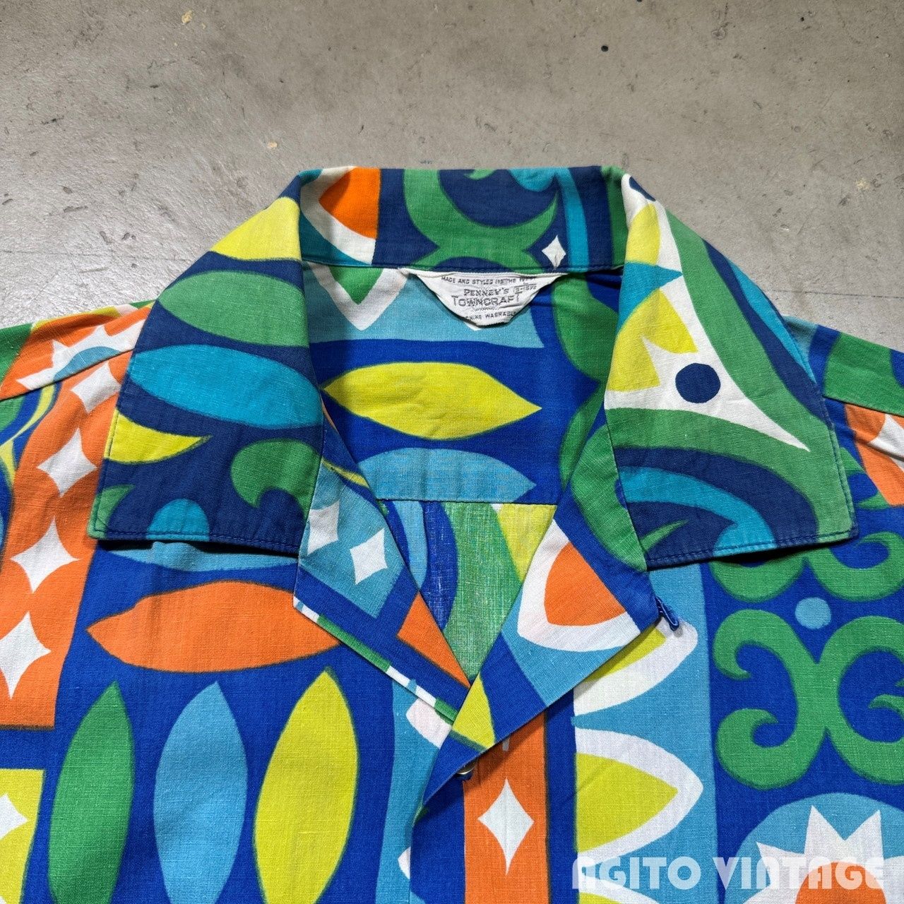 60's TOWNCRAFT PENNEY'S S/S プリントコットンオープンカラーシャツ