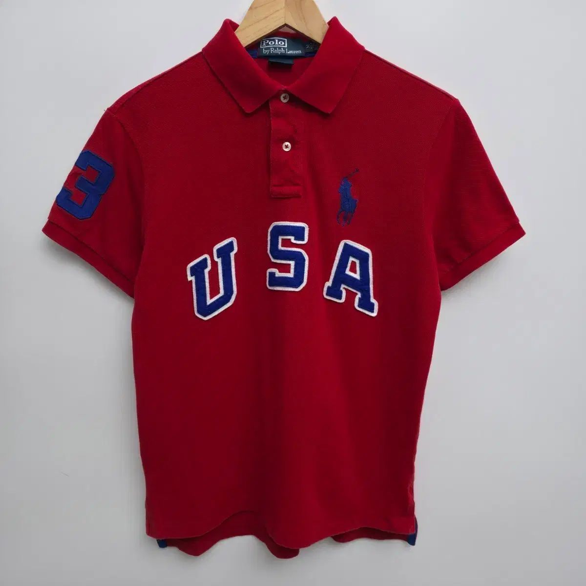 M ポロ ラルフローレン USA 半袖 カラーTシャツ レッド