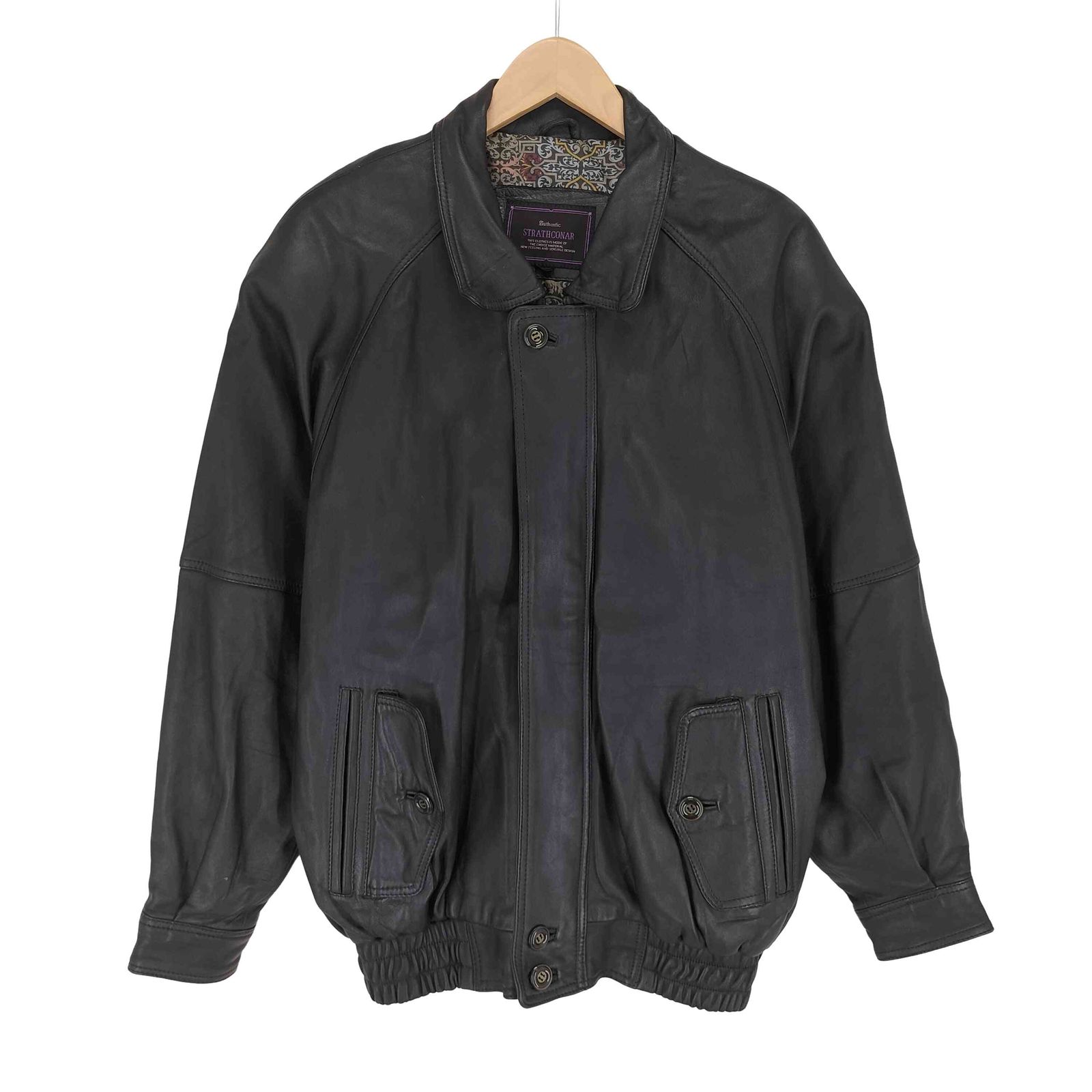 ユーズドフルギ USED古着 STRATHCONAR lamb leather 裏地総柄 比翼